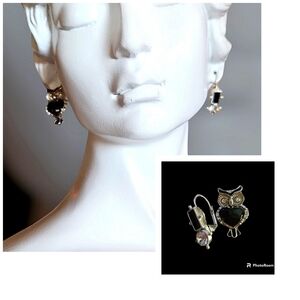 3/$30 VTG Mismatched Owl Geometric Leverback Earrings